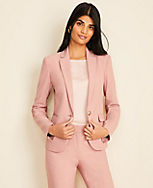 The Petite One-Button Blazer in End On End  carousel Product Image 1