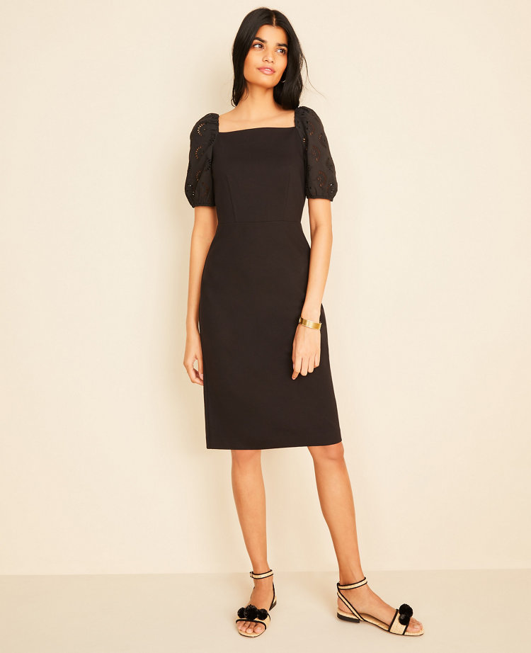 square neck sheath dress