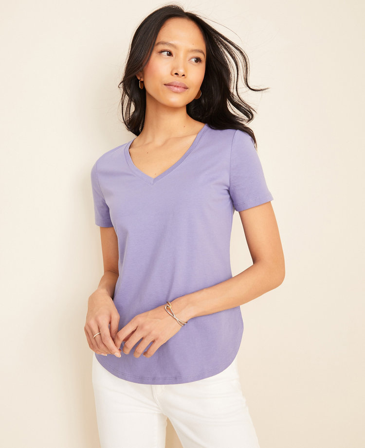 Ann Taylor Pima Cotton V-neck Tee In 