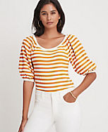 Striped Balloon Sleeve Sweater carousel Product Image 1
