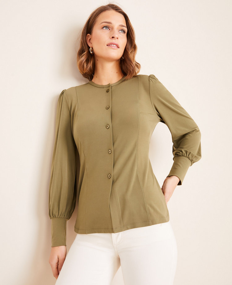 Matte Jersey Puff Sleeve Blouse