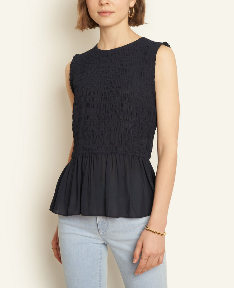 Smocked Peplum Shell