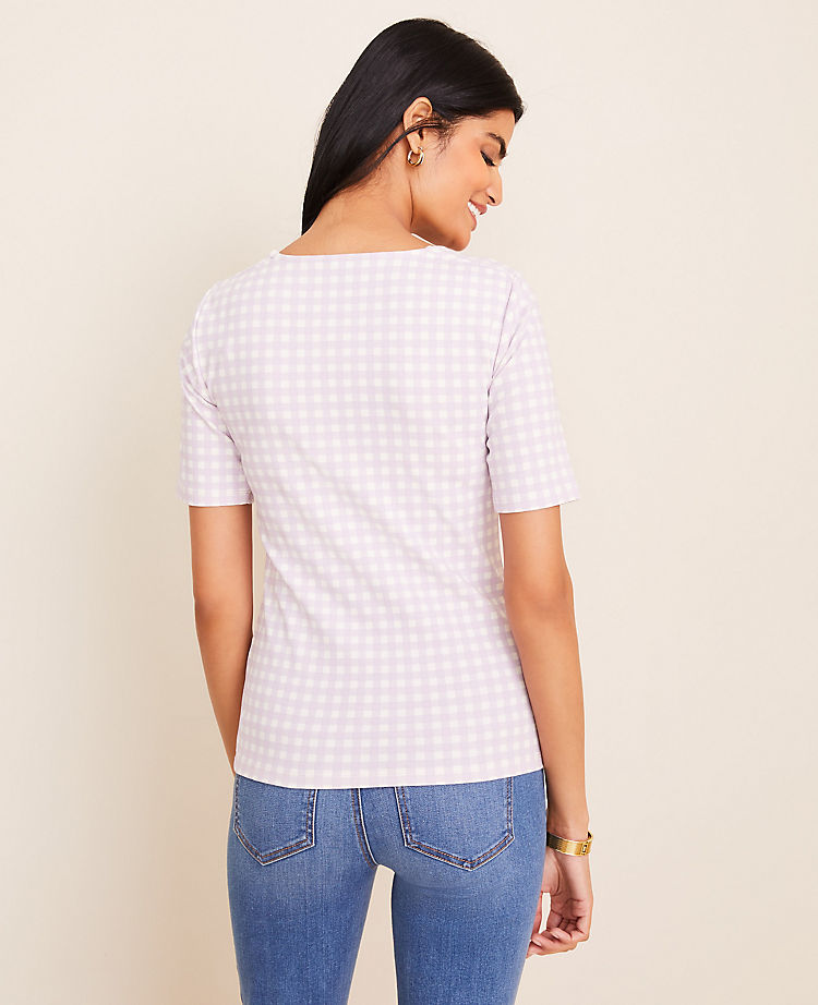 Gingham Square Neck Luxe Tee