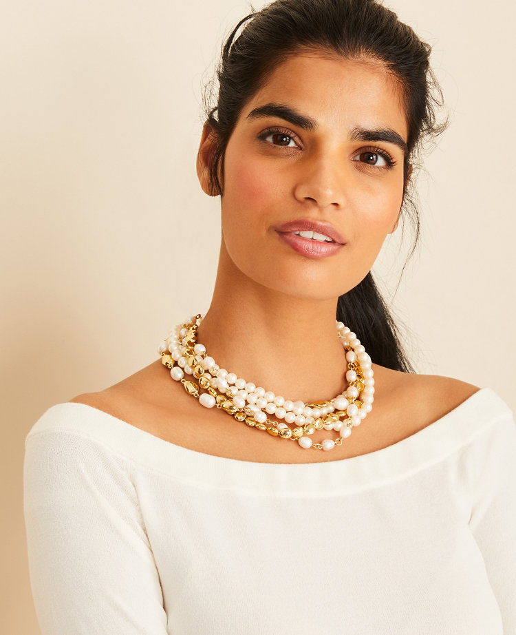 Pearlized Twist Statement Necklace