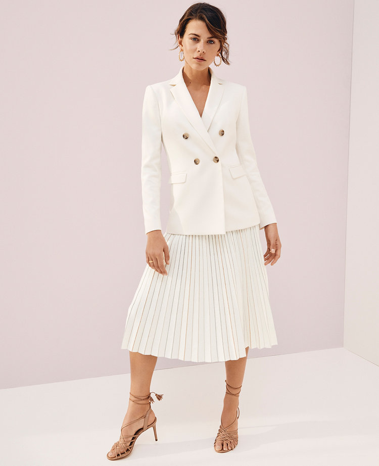 Petite silver metallic pleated skirt hot sale