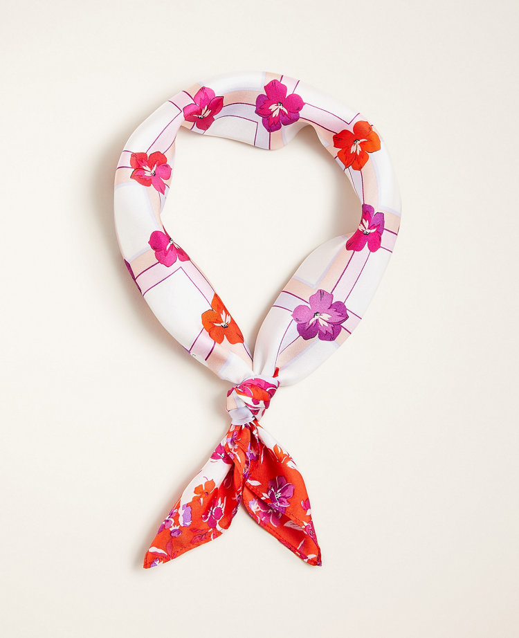 Floral Lattice Silk Little Scarf