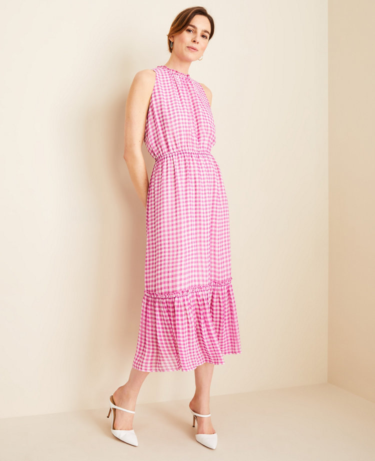 pink gingham dress womens