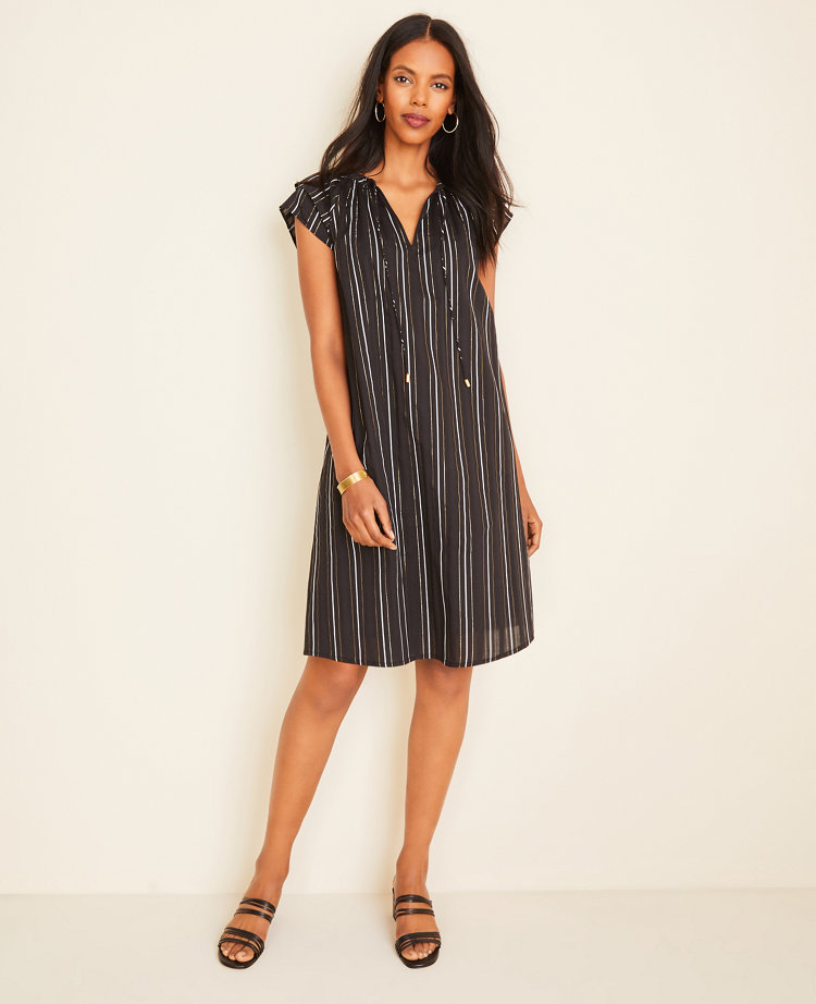 tie neck shift dress