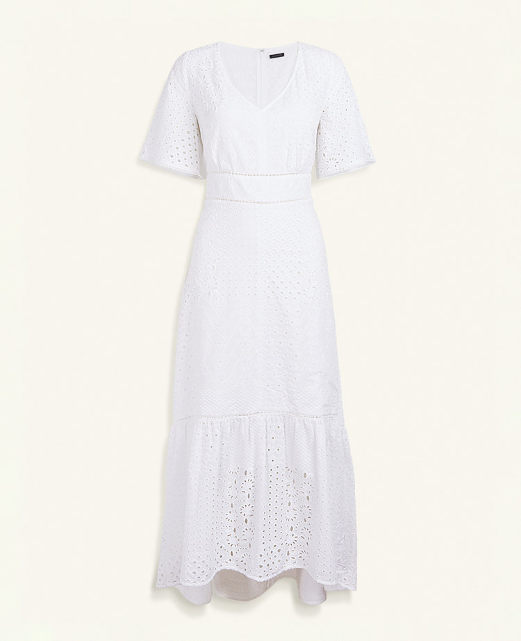 white eyelet maxi dress