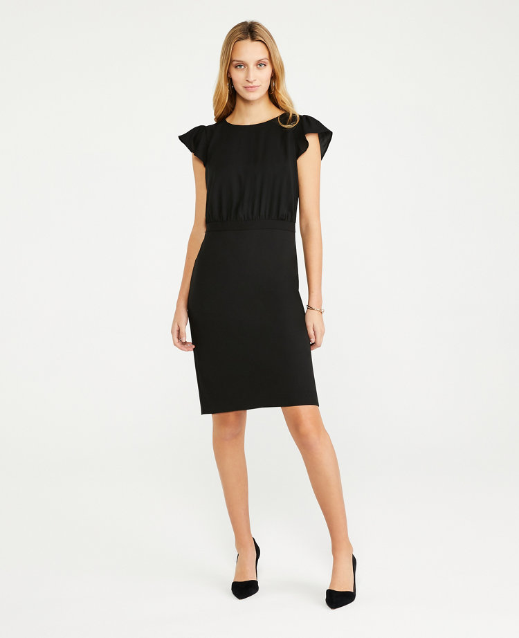 The Flutter Sleeve Sheath Dress in Seasonless Stretch