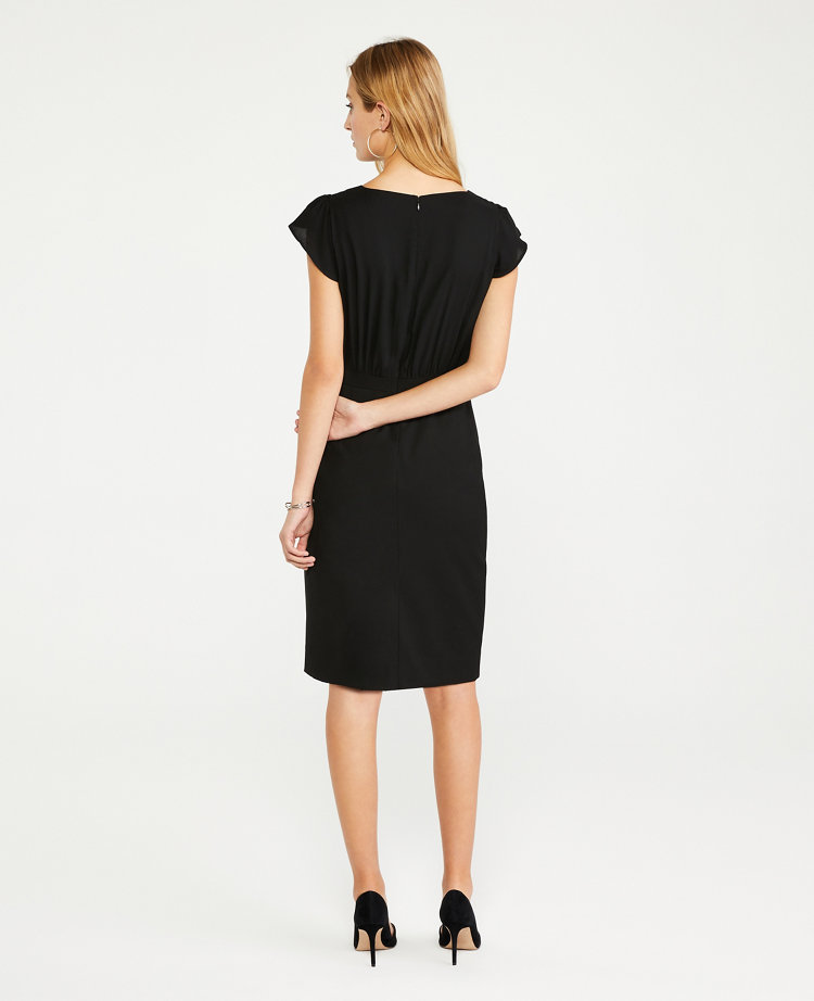 The Flutter Sleeve Sheath Dress in Seasonless Stretch