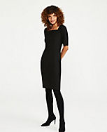 The Square Neck Sheath Dress in Seasonless Stretch carousel Product Image 1