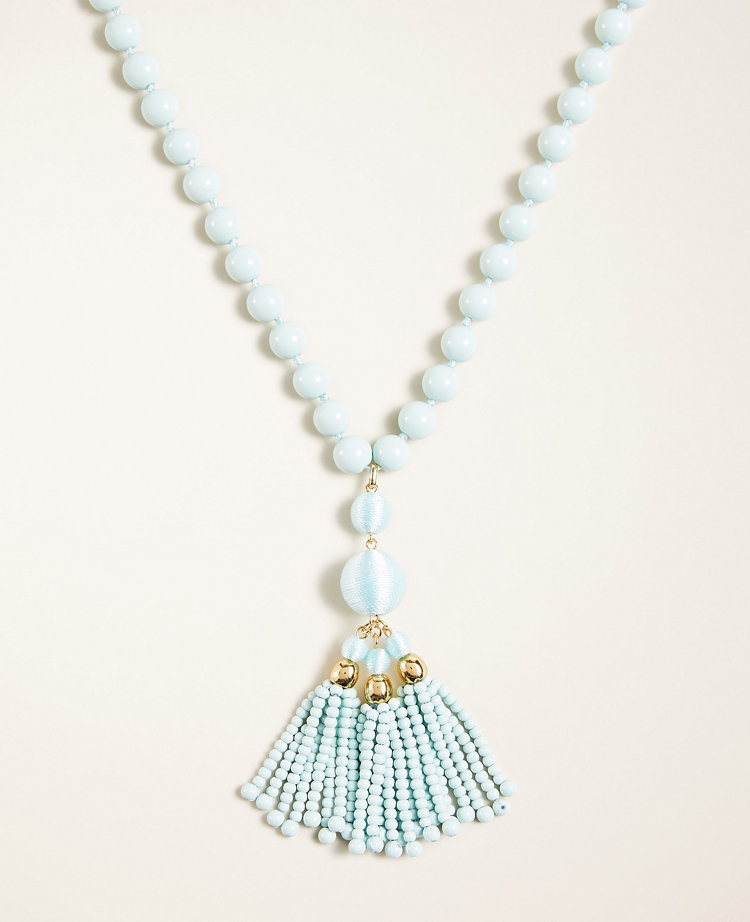 ANN TAYLOR BEADED TASSEL PENDANT NECKLACE