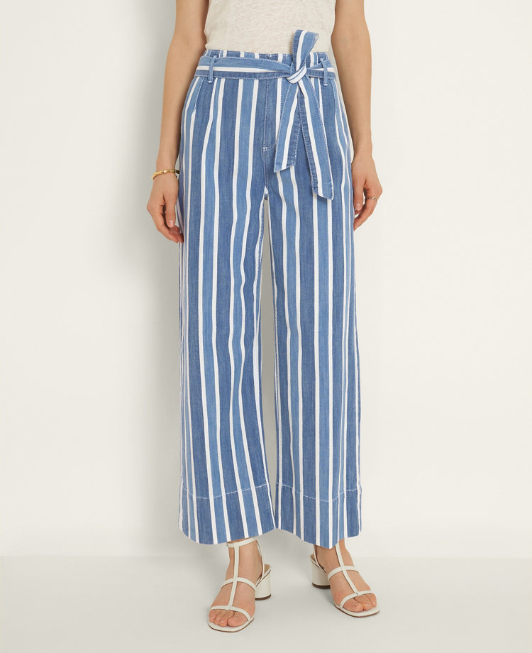 striped wide leg jeans