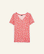 Floral Linen V-Neck Tee carousel Product Image 3