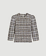 Plaid Smocked Puff Sleeve Top carousel Product Image 1
