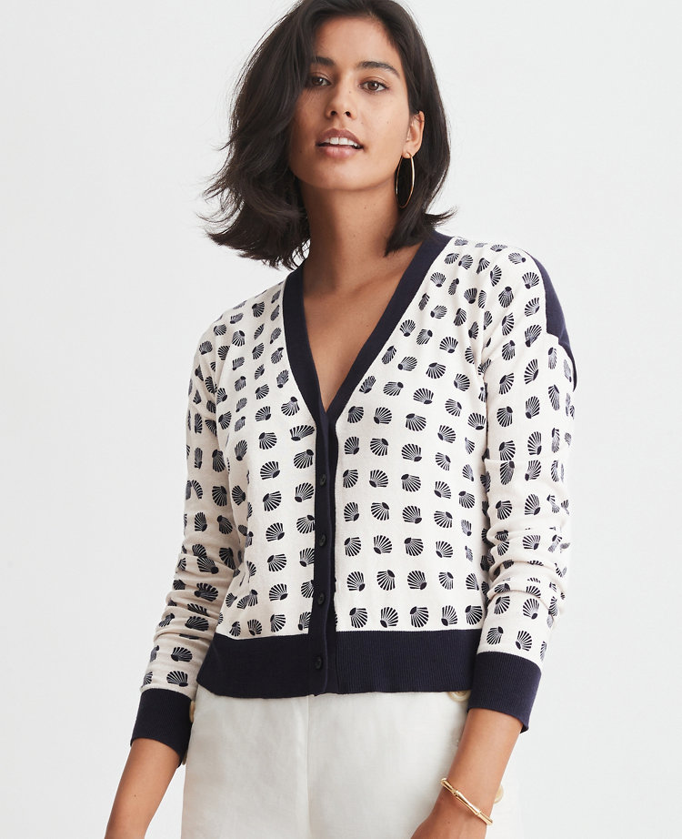 Shell Cropped V-Neck Cardigan