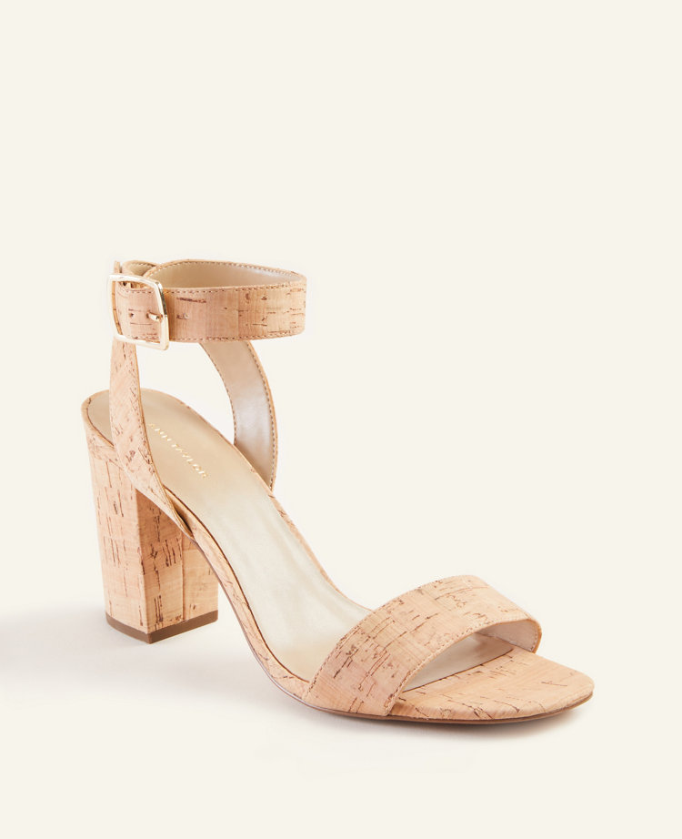 cork high heel sandals