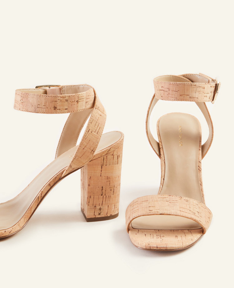 cork block heel sandals