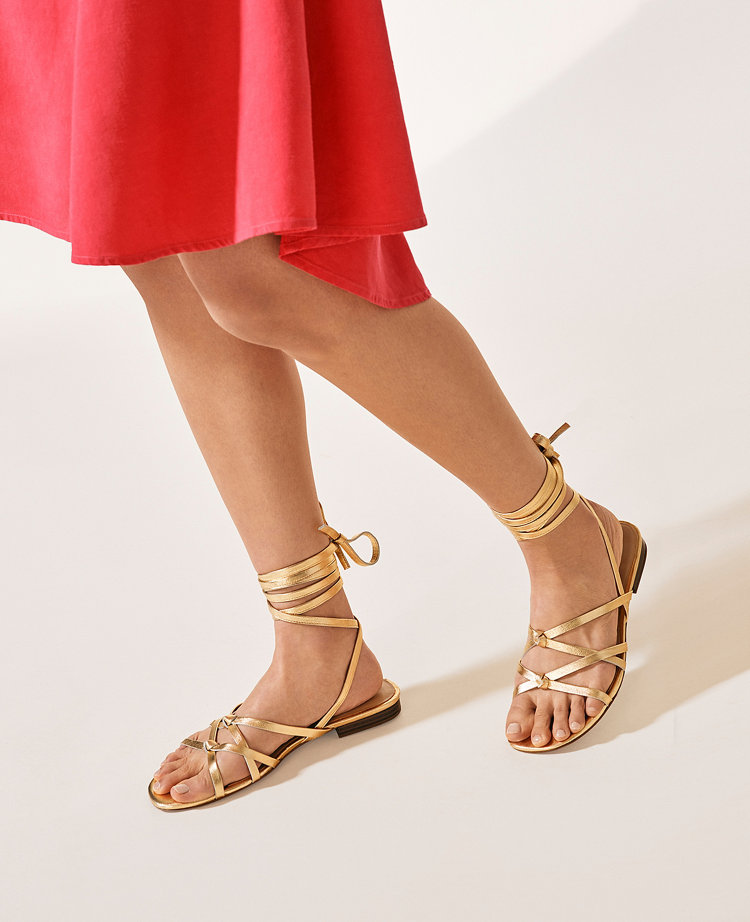 Leather wrap sandals deals