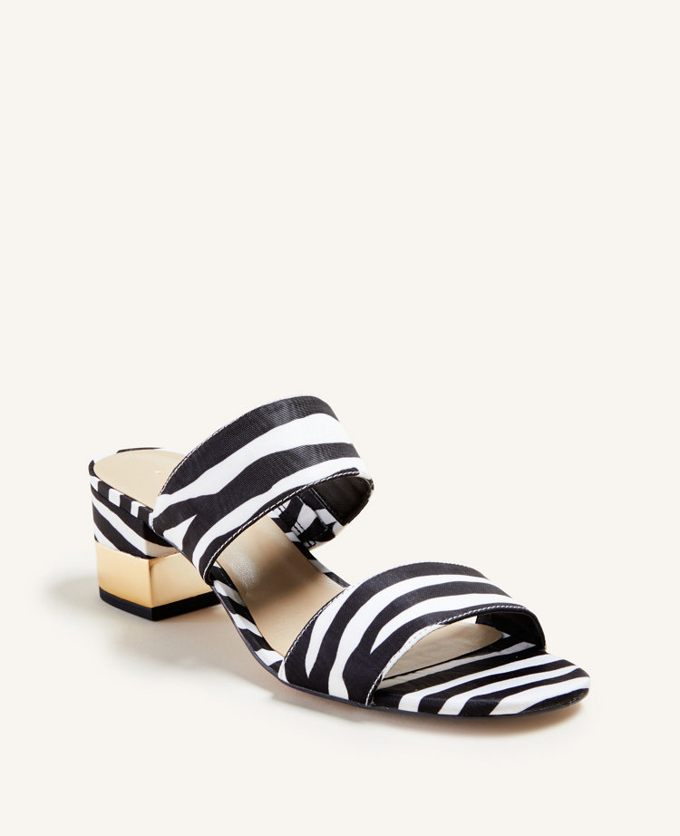 printed block heel sandals