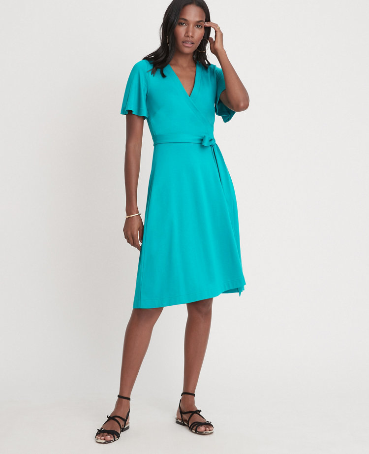 wrap dress with flutter sleeves