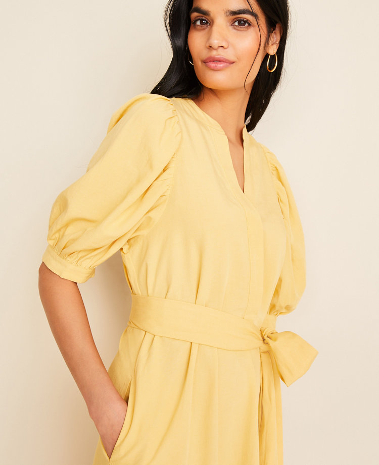 belted midi shirt dress