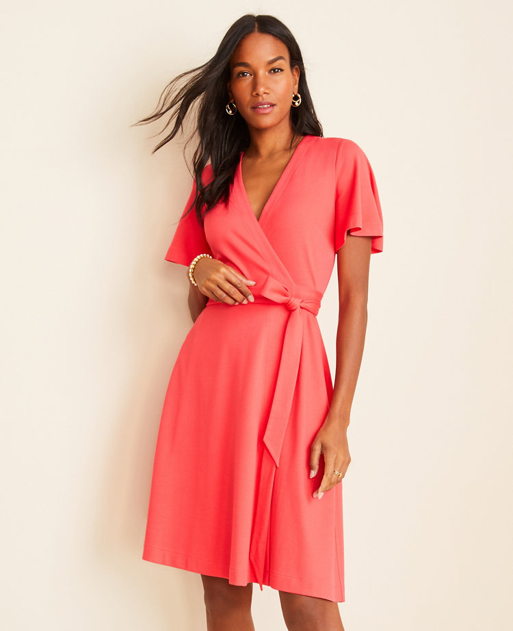wrap dress flutter sleeve
