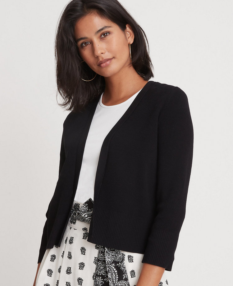 Pointelle Cropped Open Cardigan