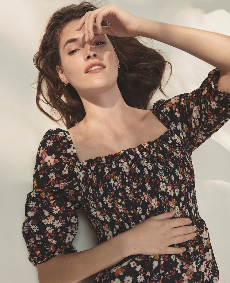 floral smocked maxi dress