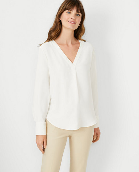 White Women's Long Sleeve Shirts & Tops | Ann Taylor
