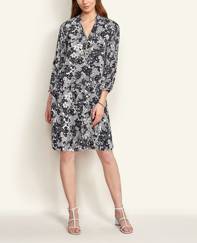 floral shift dress with sleeves