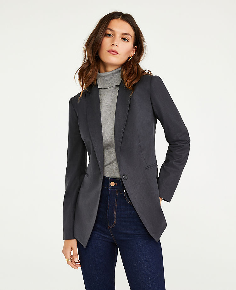 The One Button Blazer in Tropical Wool