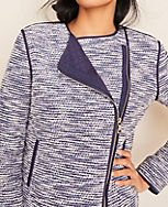 Petite Quilted Tweed Moto Jacket carousel Product Image 3