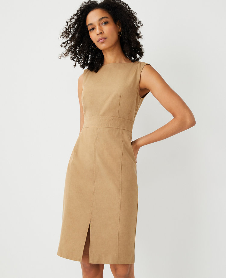 Front slit sheath dress deals