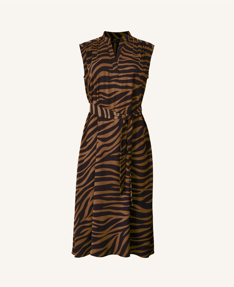 zebra print midi shirt dress