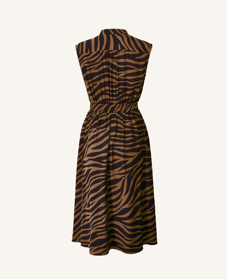 zebra print midi shirt dress