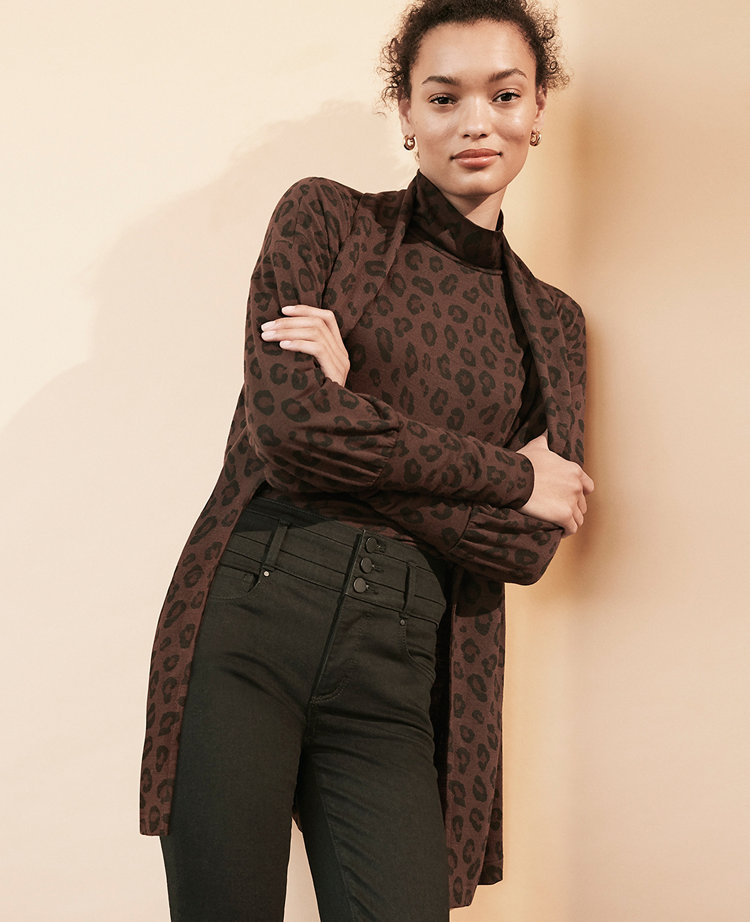 Animal Print Turtleneck Top