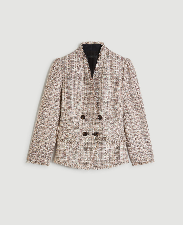 ann taylor fringe tweed jacket