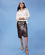 Faux Leather Wrap Pencil Skirt carousel Product Image 1
