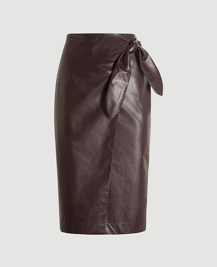 Faux Leather Wrap Pencil Skirt