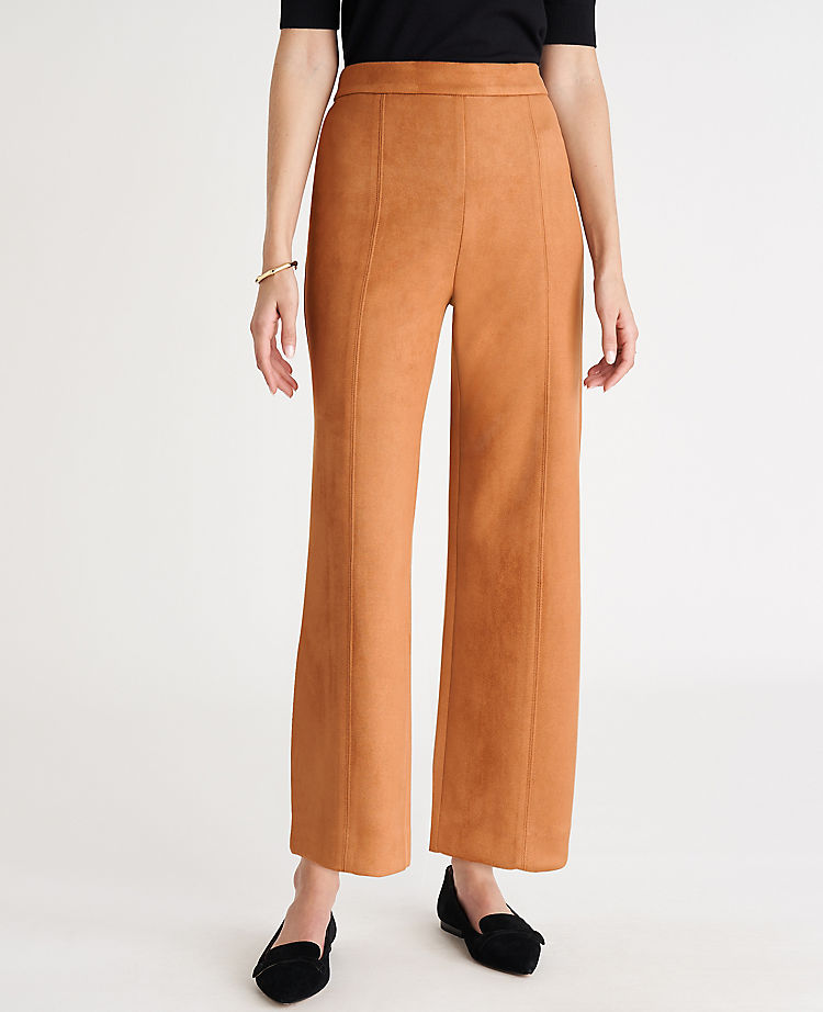 The Wide Leg Crop Pant in Faux Suede