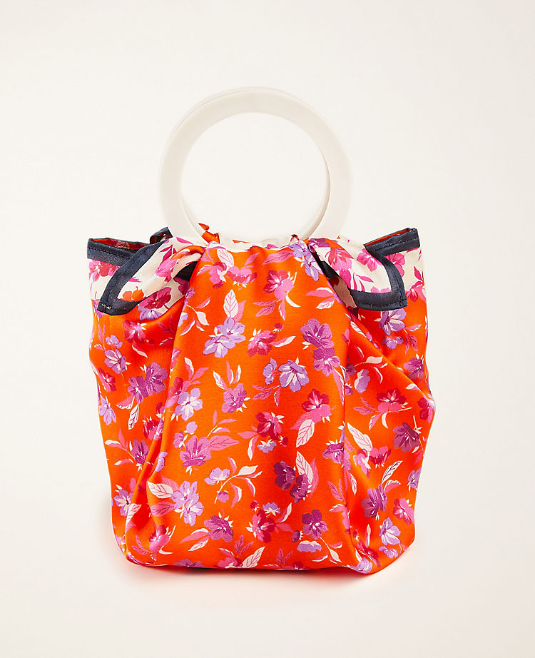 Floral Scarfed Bucket Bag