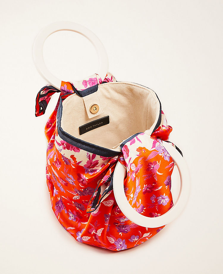 Floral Scarfed Bucket Bag