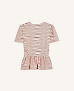 Dotted Puff Sleeve Peplum Top carousel Product Image 4