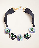 Embroidered Flower Statement Necklace carousel Product Image 1