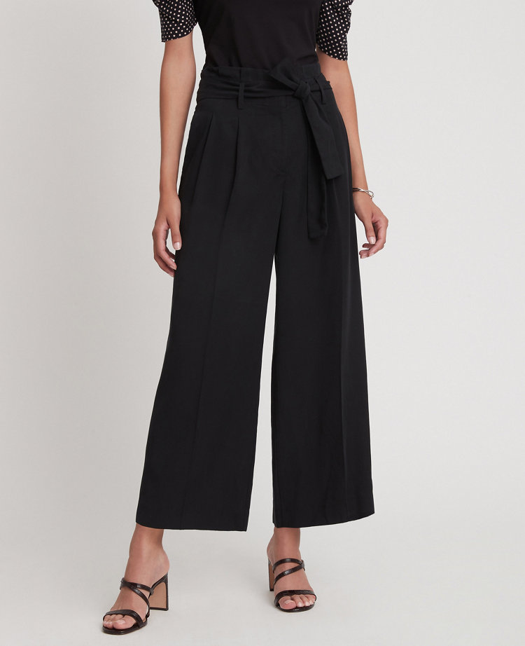 petite black cropped trousers