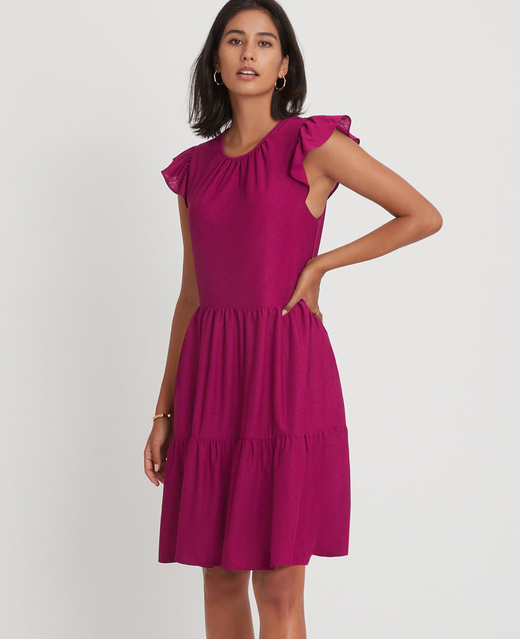 petite flutter sleeve dresses