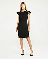 The Petite Flutter Sleeve Sheath Dress in Seasonless Stretch carousel Product Image 1