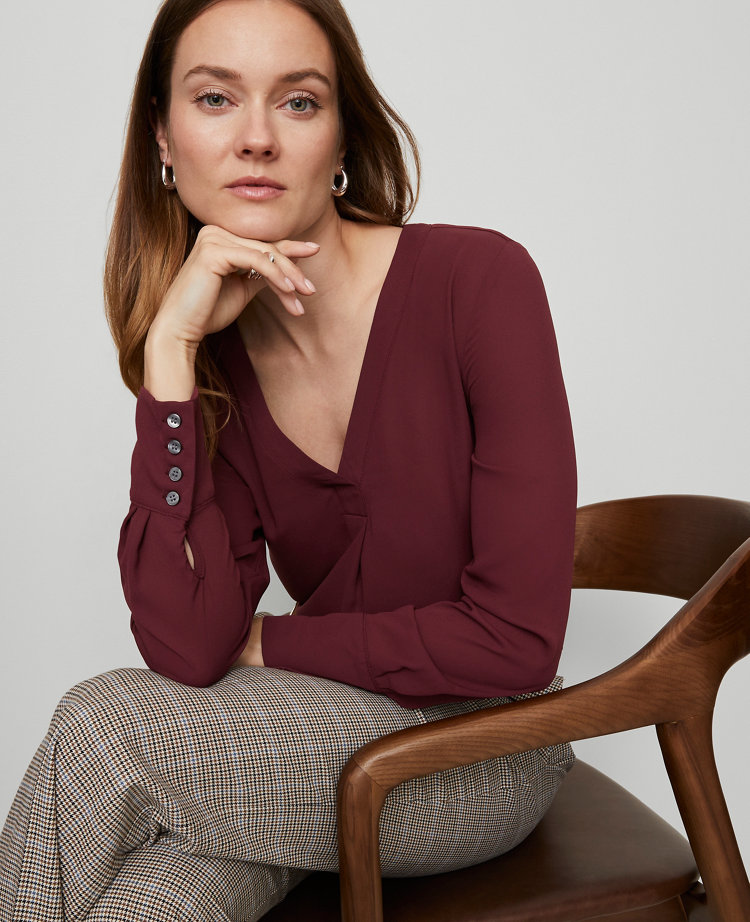 Mixed Media Pleat Front Top